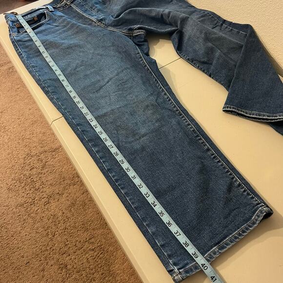 Levi's Blue Cotton Button Fly Cropped Ribcage Straight Ankle Jeans Size 16W - Picture 9 of 15